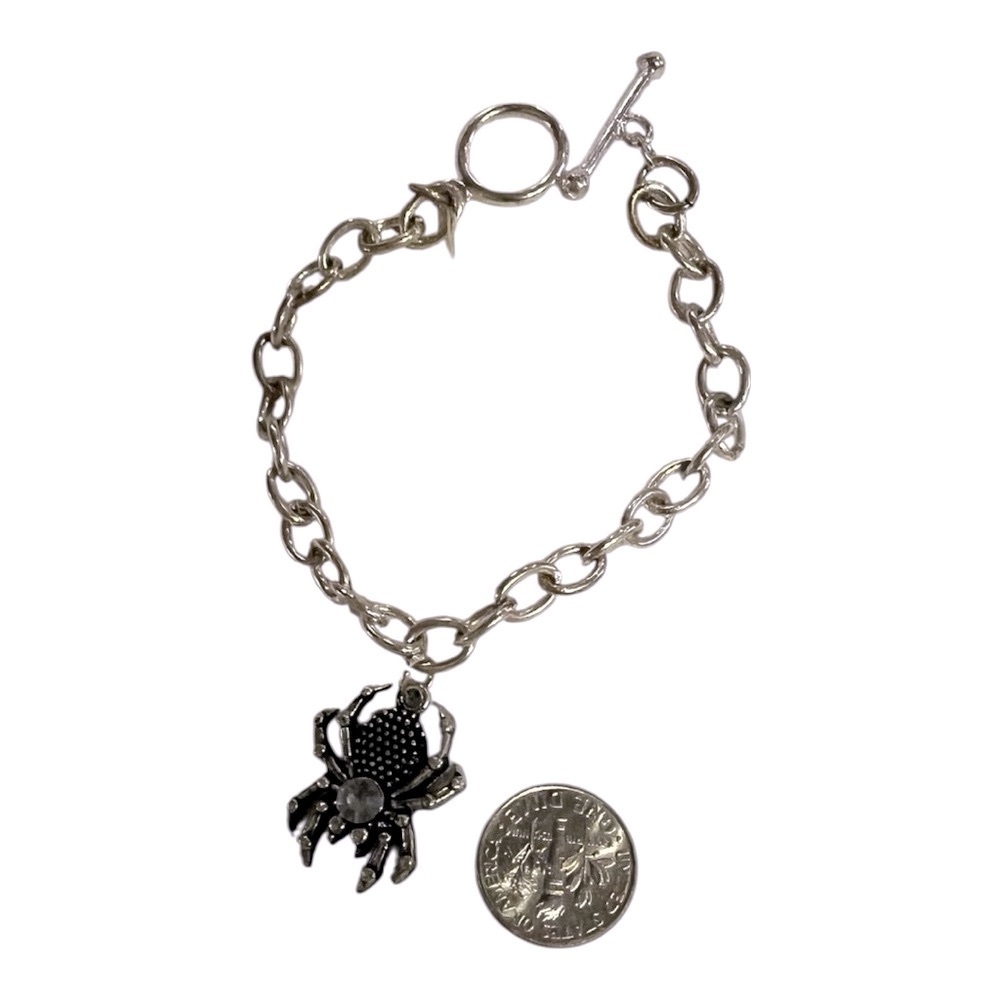 Silver Chain Bracelet with Spider Charm Halloween